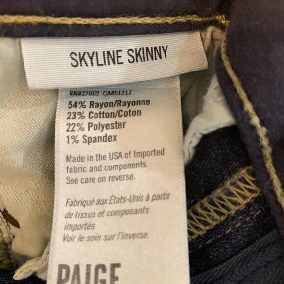 PAIGE Skyline Skinny Jeans size 27 in Brentyn Dark Wash Hemmed to  Ankle Length - Picture 6 of 8